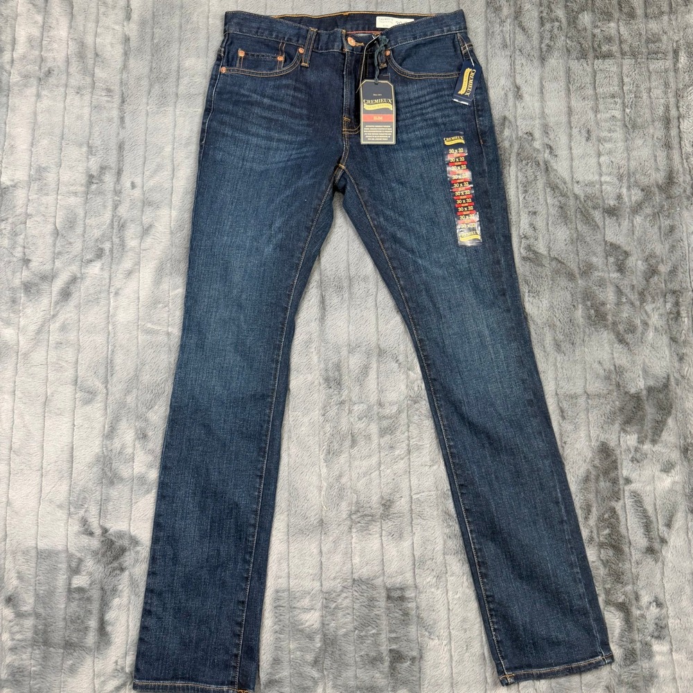 Cremieux Premium Denim Mens Slim Fit Jeans Dark Wash Blue 30x32 YT51Z207